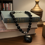 Gothic Love - Black Agate and Sterling Silver Choker