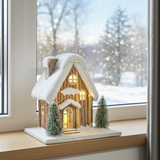 Christmas In The Woods Snowy 25 cm  LED Log Cabin Christmas Decor