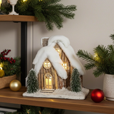 Christmas In The Woods Snowy 25 cm  LED Log Cabin Christmas Decor