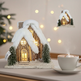 Christmas In The Woods Snowy 25 cm  LED Log Cabin Christmas Decor