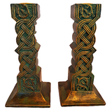 Moss Green and Gold Celtic Candle Holder