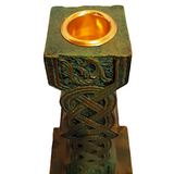 Moss Green and Gold Celtic Candle Holder