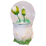 Beautiful Dreamer Water Lily Musical Rotating Glitter/Snow Water Globe