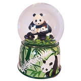 Panda Bear Mother and Cubs Musical Rotating Glitter/Snow Water Globe