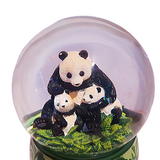 Panda Bear Mother and Cubs Musical Rotating Glitter/Snow Water Globe