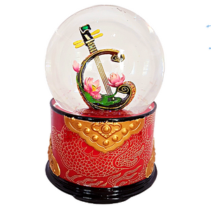 Moonlight On Spring River Musical Rotating Snow/Glitter Water Globe