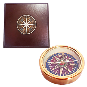 The Rose Star Brass Compass In Wooden Box Greenmantle Gifts