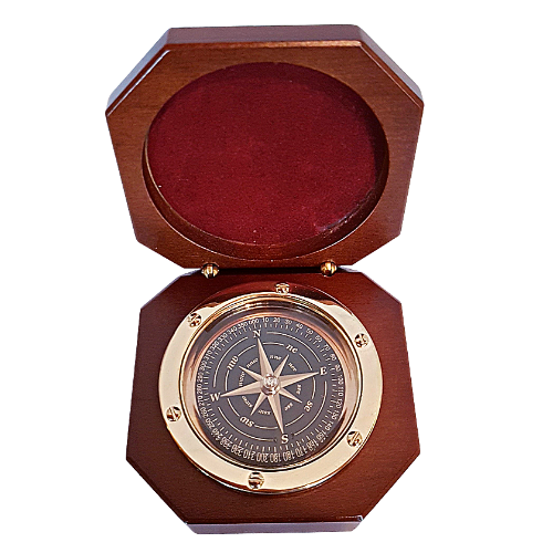 Black And Gold Floating Brass Compass