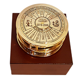 Brass 50 Year Calendar, Compass and Magnifying Glass Set