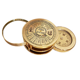 Brass 50 Year Calendar, Compass and Magnifying Glass Set