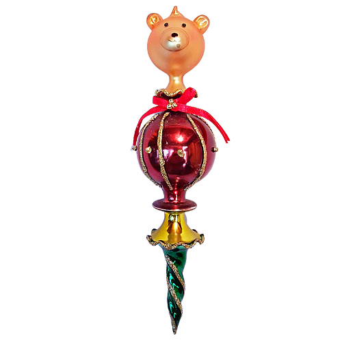 Clarence The Bear Twilling Glass Christmas Tree Ornament 