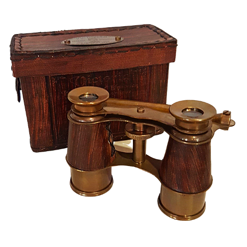 Brass and Leather Binoculars in London 1917 Leather Case