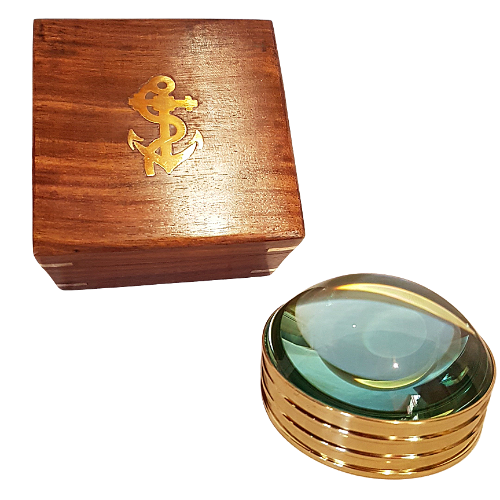 Chart Reader Magnifying Glass in Wooden Box