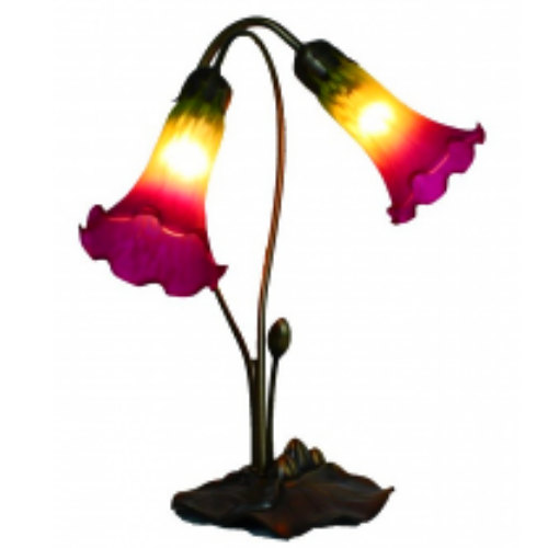 Tiffany Style Pink and Green Lily Lamp