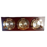 Brass Thermometer, Hygrometer and Clock Set
