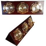 Brass Thermometer, Hygrometer and Clock Set