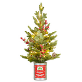 Table Top Christmas Tree with Lights and Tin Pot