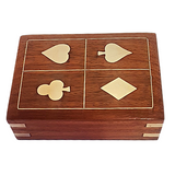 Rose Wood And Brass Inlaid Playing Card Box
