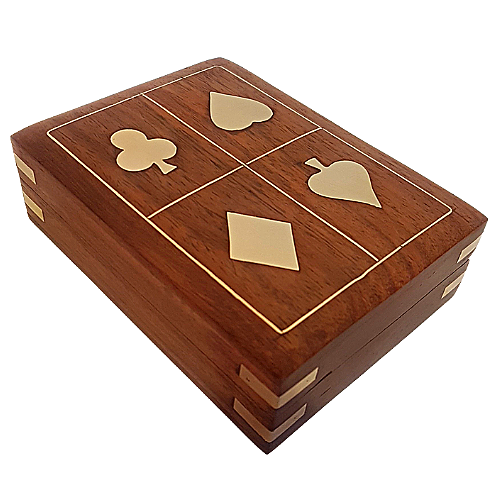 Rose Wood And Brass Inlaid Playing Card Box