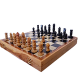 Soapstone Chess Set In Velvet Lined Wooden Box