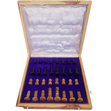 Soapstone Chess Set In Velvet Lined Wooden Box