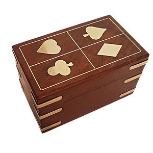Rose Wood And Brass Inlaid Two Pack Playing Card Box