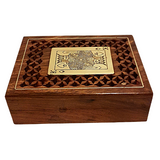 Rose Wood And Brass Inlaid King Of Hearts Playing Card Box