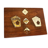 Rose Wood And Brass Inlaid Two Pack Playing Card Box With Dice