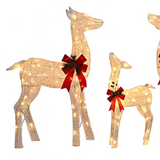 Outdoor White LED Light Up Reindeer Family Christmas Display