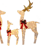 Outdoor White LED Light Up Reindeer Family Christmas Display
