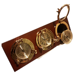 Brass Thermometer, Hygrometer Clock Weather Station