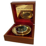 Brass Compass In Rosewood Box With Poem Engraved By T. Jefferson