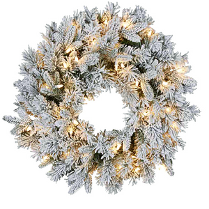 Snowy Atica Christmas Wreath with LED Lights 61cm