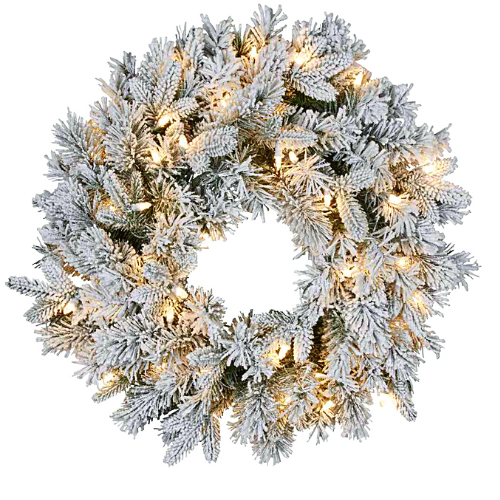 Snowy Atica Christmas Wreath with LED Lights 61cm