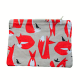 Little Red Foxes Beauty Or Purse Pouch Bag