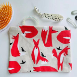 Little Red Foxes Beauty Or Purse Pouch Bag