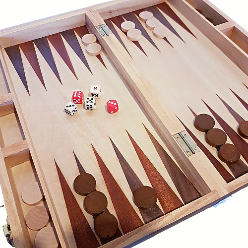 Wooden Backgammon Set 45 cm Foldable Board