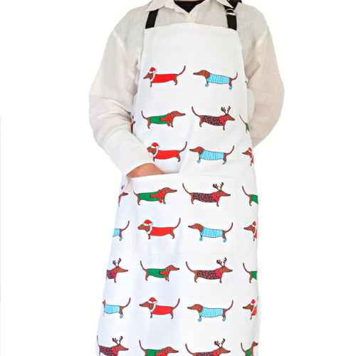Christmas Dachshund Dogs Heavy Drill Cotton Apron