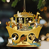 3D Noah's Ark Christmas Tree Ornament Finished In 18K Gold