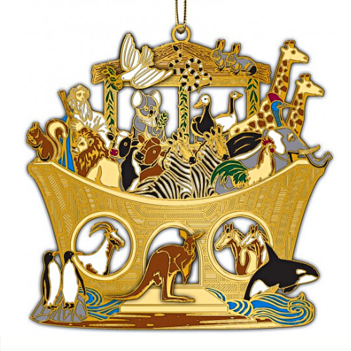 3D Noah's Ark Christmas Tree Ornament Finished In 18K Gold