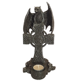 Gothic Celtic Cross and Bat Candle Holder