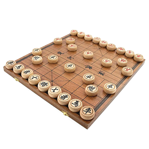 Wooden Chinese Chess Set Foldable Board 36cm