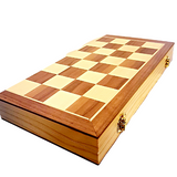 Wooden Chess Checkers And Backgammon Set With Foldable Board 40cm