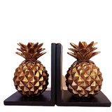 Golden Pineapple Hand Carved Tropical Bookends