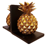 Golden Pineapple Hand Carved Tropical Bookends