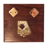 Rose Wood And Brass Inlaid One Pack Playing Card Box With Dice