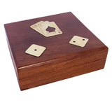 Rose Wood And Brass Inlaid One Pack Playing Card Box With Dice