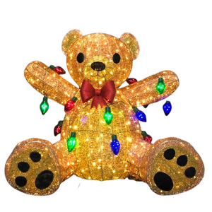 Huge Outdoor Christmas Bear Display with Lights 168 cm Wide