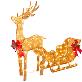 Christmas Sleigh And Charming Reindeer with Lights For Indoor Or Outdoor Use 148 cm Long