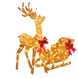 Christmas Sleigh And Charming Reindeer with Lights For Indoor Or Outdoor Use 148 cm Long